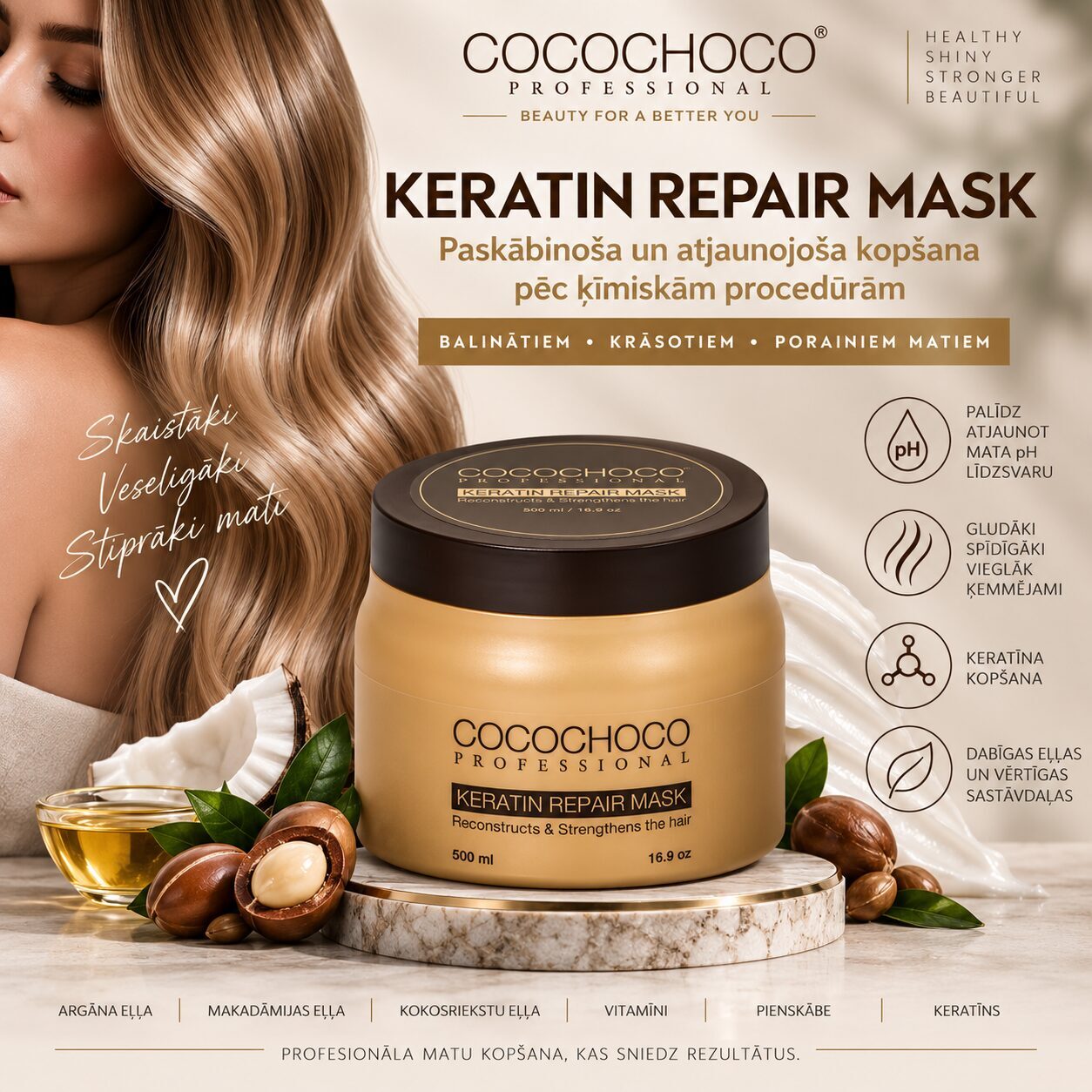 COCOCHOCO Keratin Repair Mask — kāpēc tā ir lieliska izvēle matiem pēc ķīmiskas apstrādes?