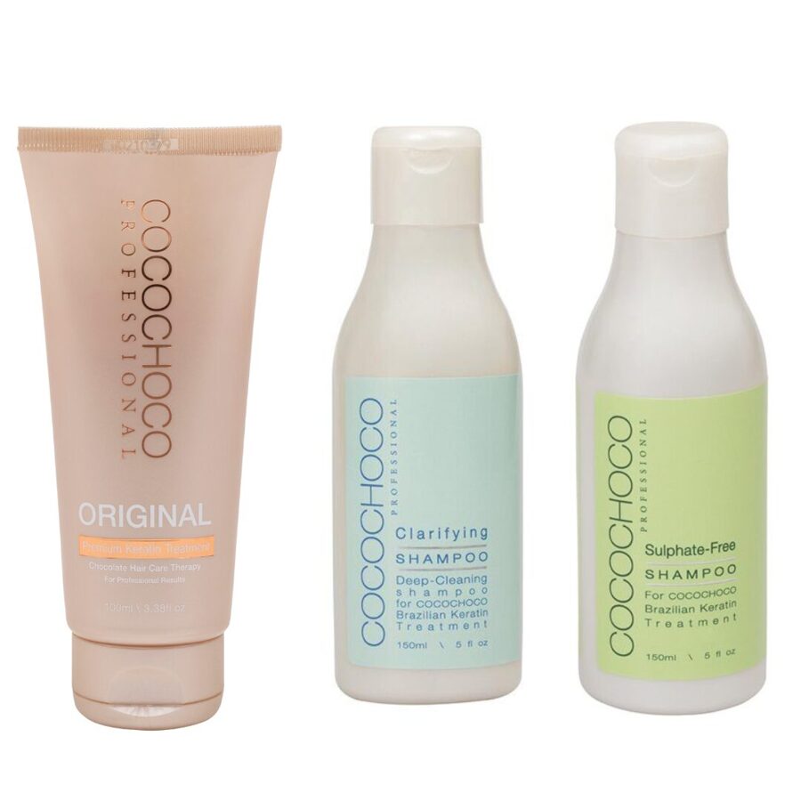 COCOCHOCO Original sākuma komplekts Nr.1 (COCOCHOCO Original keratīns 100ml+attīrošais šampūns 150ml + šampūns bez sulfātiem 150ml)